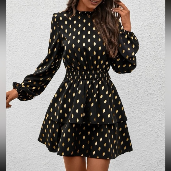 Luxe layered ruffle hem high waist mini dress - Picture 3 of 4